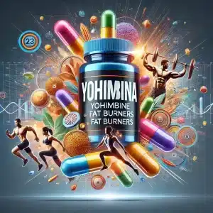DALL·E 2024 09 22 19.51.23 A modern and dynamic image illustrating the combination of yohimbine with other fat burners featuring the text Yohimbina. The design should include 1